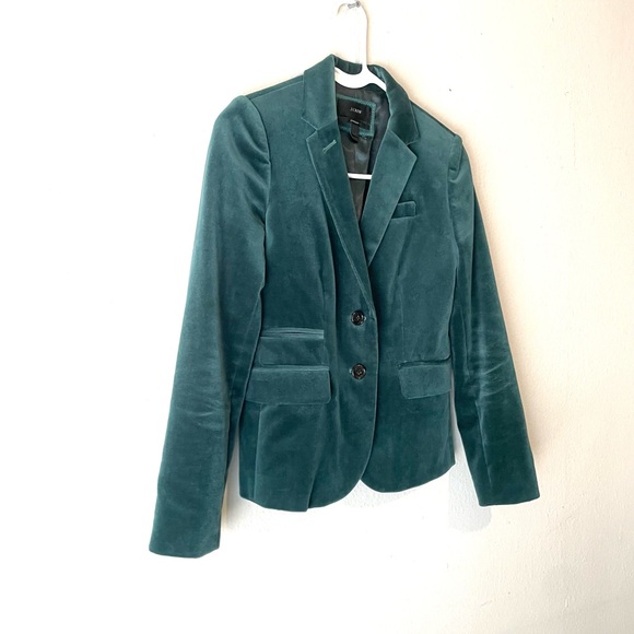 J. CREW Schoolboy Blazer Velvet Evergreen Forest Green Sz 00 - Picture 4 of 9